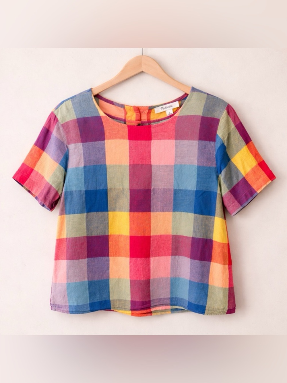 Madewell Multicolor Plaid Short-Sleeve Cotton Top